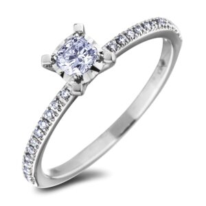 0.23 Carat Ideal Cushion Canadian Diamond Engagement Ring in 14K White