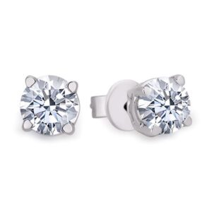 Canadian Diamond Solitaire Stud Earrings in White Gold