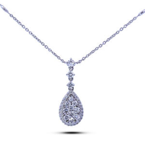 Canadian Diamond Pear Shape Drop Necklace 14K White Gold