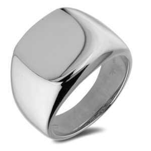 Men's Classic Square Signet Ring in 18K White Gold