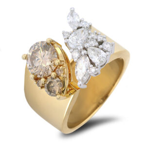 De Beers Forevermark Diamond and Fancy Brown Canadian Diamond Mosaic Wide Statement Ring in 18K Gold