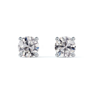2 Carat TW De Beers Forevermark Diamond Classic Solitaire Stud Earrings in 18K White Gold