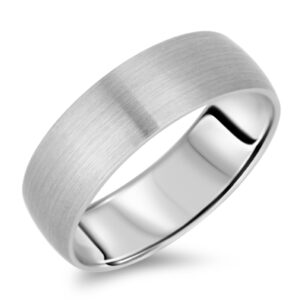 Brushed Finish White Gold Wedding Band - 5MM