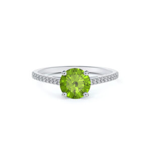 Peridot and De Beers Forevermark Diamond Ring in 14K White Gold
