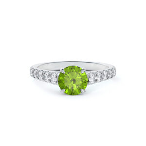 De Beers Forevermark Diamond and Peridot Ring in 14K White Gold