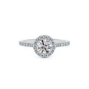 De Beers Forevermark Diamond Classic Halo Engagement Ring in 14K White Gold | 0.90 Carat TW