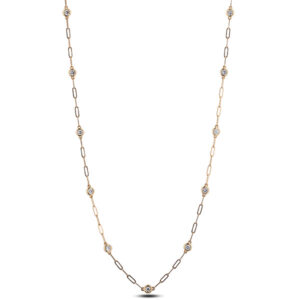 De Beers Forevermark Diamond Bezel Set Paperclip Necklace in 14K Yellow Gold