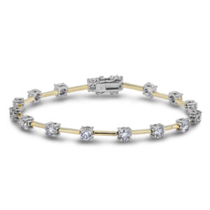 De Beers Forevermark Diamond Bar Bracelet in 18K Yellow Gold and Platinum