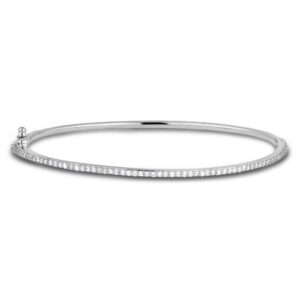 1.00 Carat TW Diamond Eternity Bangle Bracelet in 18K White Gold