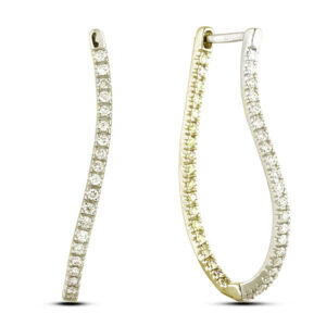 0.25 Carat TW Canadian Diamond And Yellow Sapphire U-Shape Hoop Earrings in 14K White And Yellow Gold