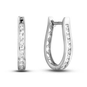 0.22 Carat TW Diamond Hoop Earrings in White Gold