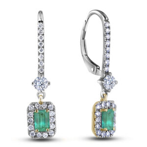 Colombian Emerald and De Beers Forevermark Diamond Dangle Earrings in 18K Gold
