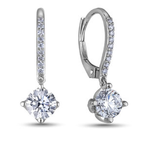 Canadian Diamond Dangle Earrings in 14K White Gold 1.02 CTW