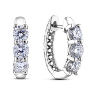 De Beers Forevermark Diamond Dainty Hoop Earrings in Platinum 1.14 Carat TW