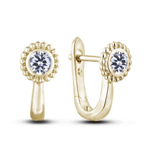 Canadian Diamond Bezel Set Huggie Hoop Earrings in Yellow Gold