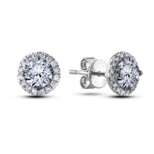 De Beers Forevermark Diamond Halo Stud Earrings in 18K White Gold | 0.67 Carat TW