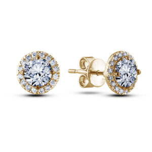 De Beers Forevermark Classic Diamond Halo Stud Earrings in 18K Yellow Gold 0.80 Carat TW