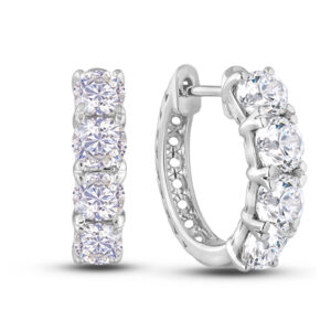 De Beers Forevermark Round Brilliant Cut Hoop Earrings in Platinum