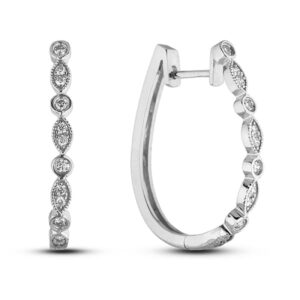 0.24 Carat TW Canadian Diamond Dainty Hoop Earrings in White Gold