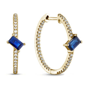 Sapphire and Canadian Diamond Inside Out Hoop Earrings in Yellow Gold