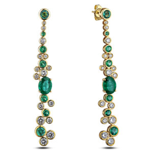 Brazilian Emerald and Diamond Statement Drop Earrings in 18K Gold