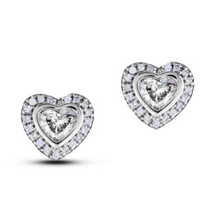 0.37 Carat TW Black Label Forevermark Certified Heart Diamond Halo Stud Earrings in 18K White Gold
