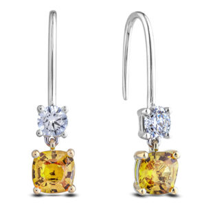 De Beers Forevermark Diamond and Yellow Sapphire Drop Earrings in 18K Yellow & White Gold