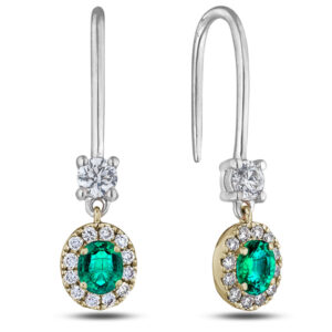 De Beers Forevermark Diamond and Brazilian Emerald Halo Drop Earrings in 18K Gold
