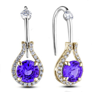 Amethyst and Canadian Diamond Dangle Earrings in 10K White and Yellow Gold