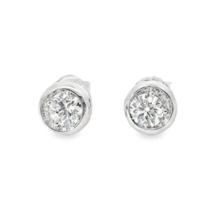 Canadian Diamond Bezel Set Stud Earrings in White Gold | 0.80 Carat TW