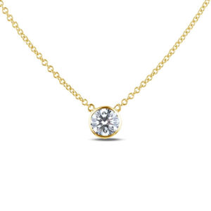 Solitaire Bezel Set Canadian Diamond Necklace in Yellow Gold | 0.34 Carat TW