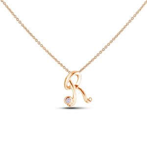 Canadian Diamond Letter R Pendant in Yellow Gold
