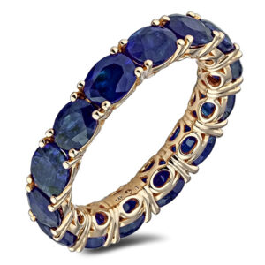 Oval Sapphire Eternity Anniversary Ring in 14K Yellow Gold