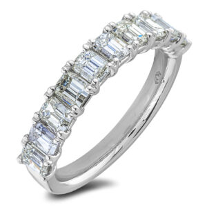 Emerald Cut Canadian Diamond Anniversary Ring in 18K White Gold