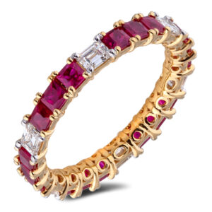 De Beers Forevermark Diamond & Ruby 5 Stone Ring in 18K Yellow Gold