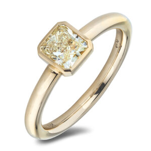 Non Heated Tanzanian Yellow Sapphire Solitaire Bezel Set Ring in 18K Yellow Gold