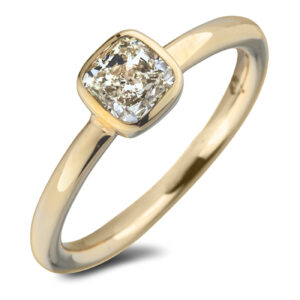 Fancy Light Yellow Canadian Diamond Solitaire Bezel Set Ring in 18K Yellow Gold