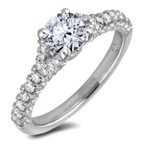 Round Brilliant Cut Canadian Diamond Engagement Ring In 14K White Gold