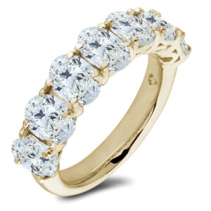 Oval Brilliant Cut GIA Certified Diamond Anniversary Ring in 18K Yellow Gold