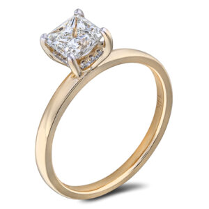 Princess Cut Canadian Diamond Engagement Ring in 14K Yellow Gold