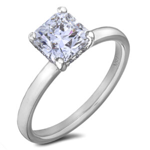 Cushion Cut De Beers Forevermark Diamond Engagement Hidden Halo Ring in 18K Gold