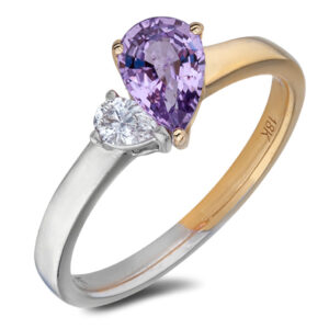 Non Heated Violet Sapphire and De Beers Forevermark Diamond Ring in 18K Gold