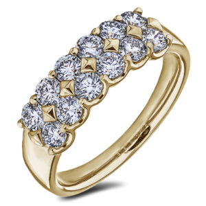 Canadian Diamond Double Row Anniversary Ring in Yellow Gold 1.18 CTW