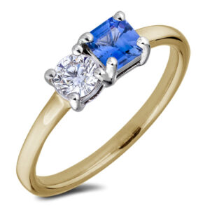 Ceylon Sapphire and De Beers Forevermark Diamond Toi et Moi Ring in 18K Gold