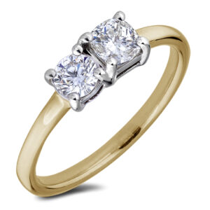 Ideal Square Cut De Beers Forevermark Diamond You & Me Ring in 18K Gold