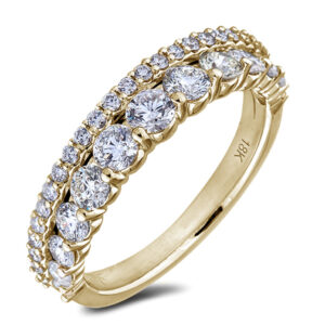 De Beers Forevermark Diamond Double Row Anniversary Ring in 18K Gold 1.30 Carat TW