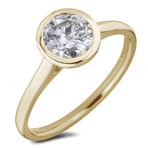 Canadian Diamond Solitaire Bezel Set Engagement Ring in 14K Yellow Gold | 0.85 CTW