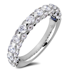 Prism Collection De Beers Forevermark Diamond Anniversary Ring with Hidden Sapphire Detail in 18K White Gold