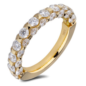 Prism Collection De Beers Forevermark Diamond Anniversary Ring with Hidden Yellow Sapphire Detail in 18K Yellow Gold