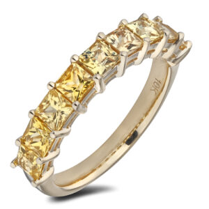 Princess Cut Yellow Sapphire Anniversary Ring in Yellow Gold
